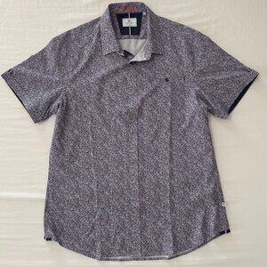 7 Diamonds 7D Men's Kew Floral Short Sleeve Stretch Button-Up Shirt Large NEW!